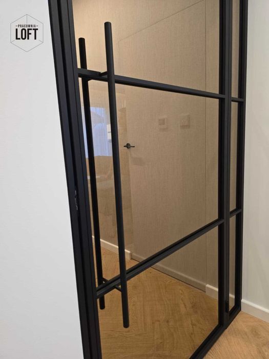 Drzwi loft na wymiar stal + szkło | industrialne czarne PREMIUM