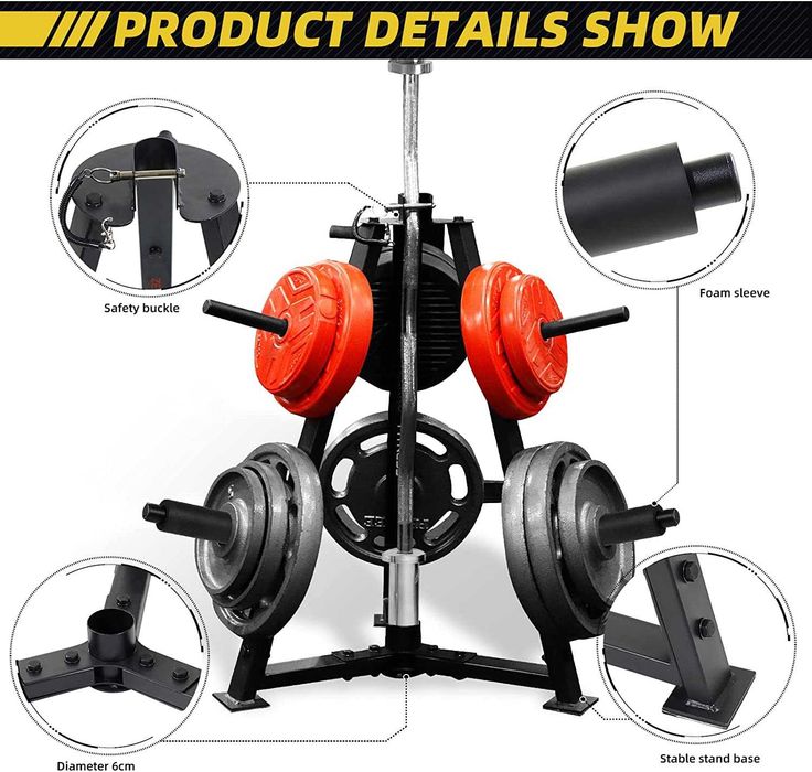 Suporte para discos de musculação e barra olímpica