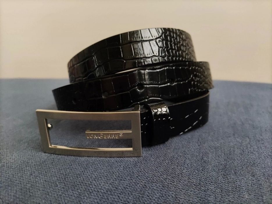 Czarny pasek croco LonGerre