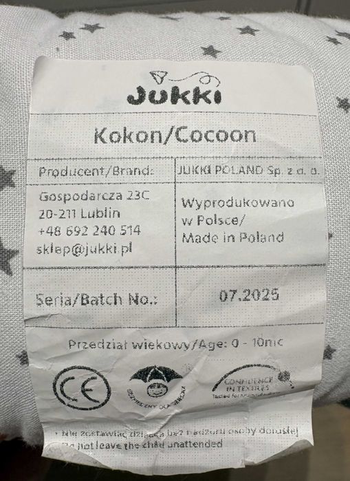 Kokon niemowlęcy Jukki [Twinkle Stars i szary Velvet ]