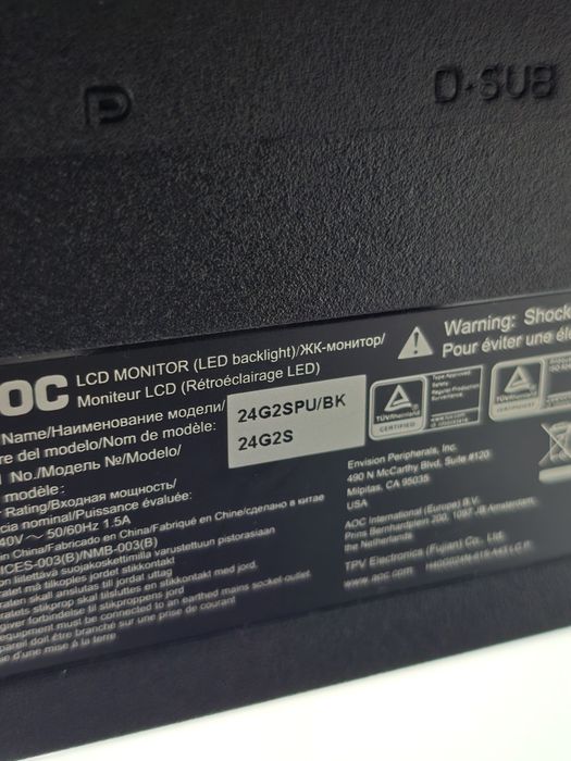 Monitor AOC 24G2SPU/BK