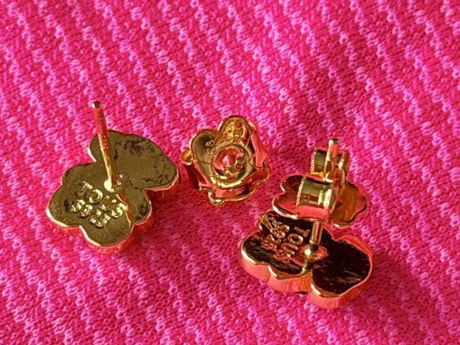 Color miś 1cm nowe kolczyki srebro vermiel onyks