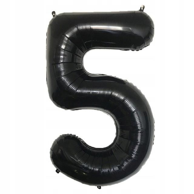 Balon foliowy cyfra 5 czarna, 40 cali, 112 cm, na hel, urodziny
