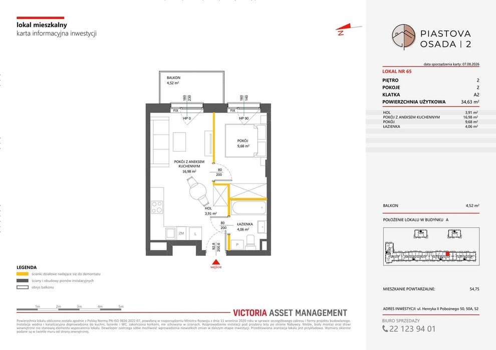 2-pokojowe mieszkanie 34m2 + balkon