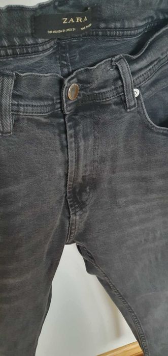 spodnie jeans slim fit skiny czarne grafitowe zara