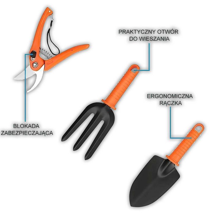 Duży ZESTAW Narzędzi Ogrodowych 12szt. + Walizka