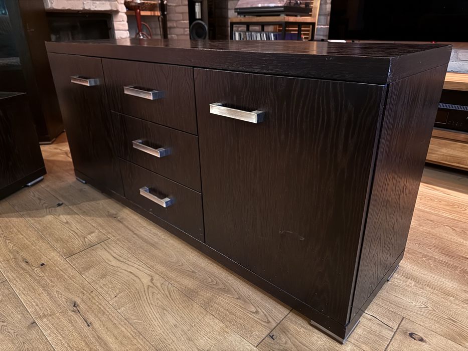 Zestaw mebli z Dobrodzienia, Venge, witryna, komoda, RTV, ława