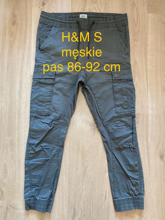 H&M S męskie spodnie khaki joggers cargo brązowe jeansy pas guma