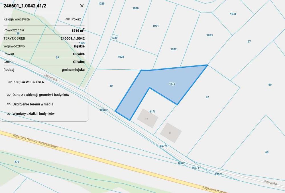 Działka budowlana Gliwice Podlesie 1515m2