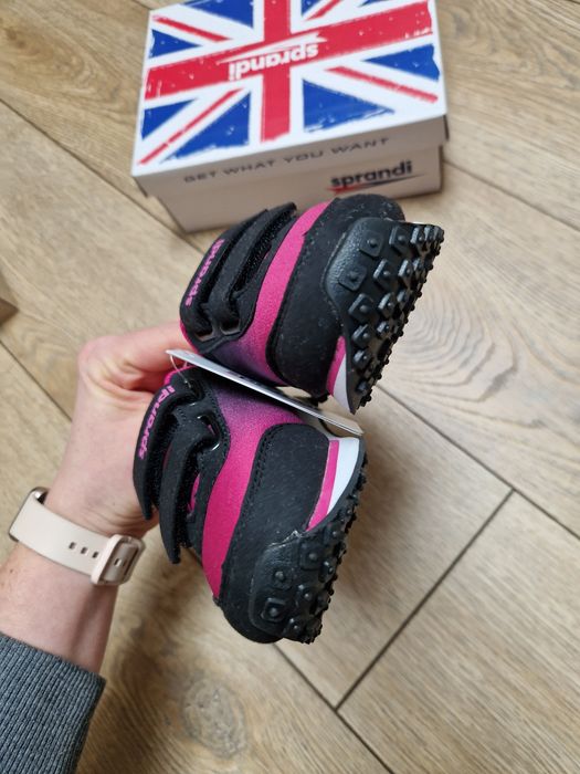 Sneakersy Sprandi adidasy dziewczęce na rzepy różowo czarne r. 25 nowe
