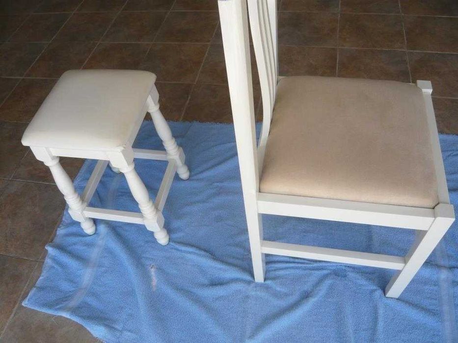 Banco e cadeira lacado branco