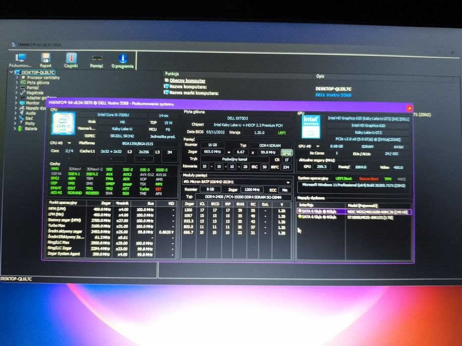 Dell Vostro 15 5568/i5-7200U/16/240/Tanio