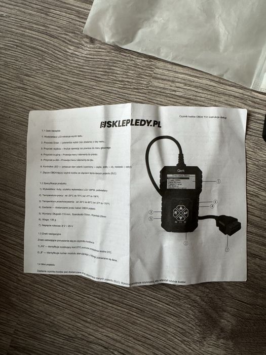 Interfejs Tester diagnostyczny OBD2 QERK T31 Kasowanie błędów Polskie Menu