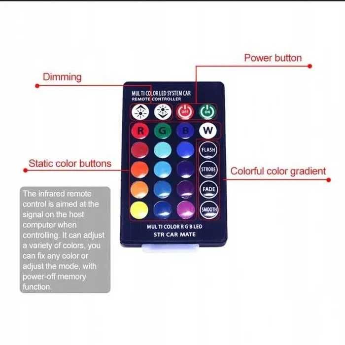 W5W LED żarówki RGB T10 + PILOT