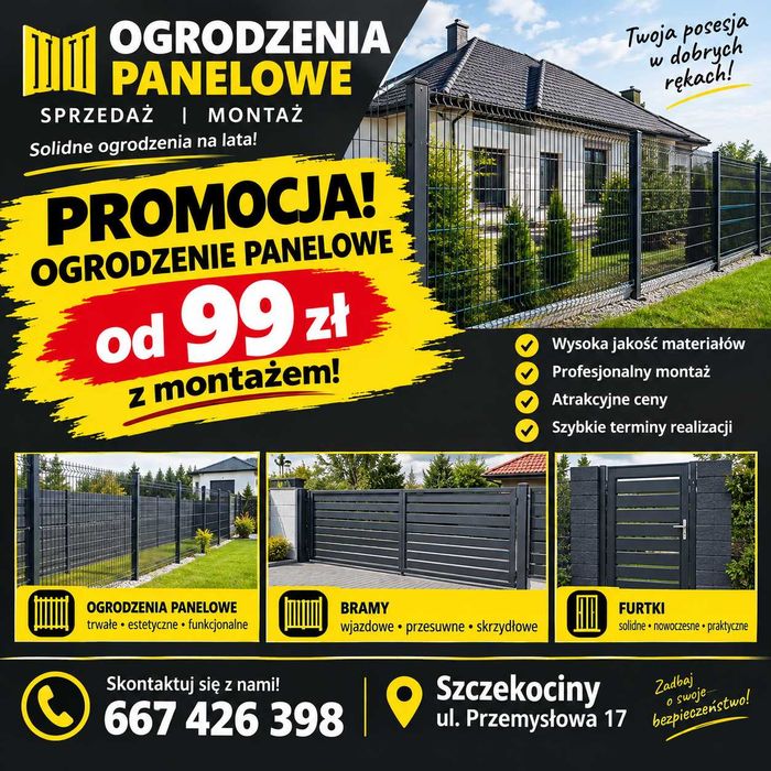 Ogrodzenie panelowe Siatka panelowa Brama Montaż Na wymiar