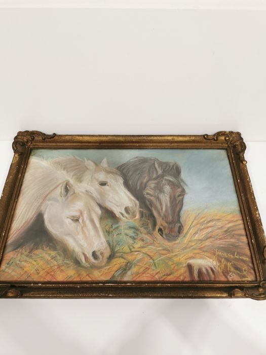 Obraz. Stanisław Klimowski Krakowska Szkoła malarstwa. Pastel  za szkłem.
