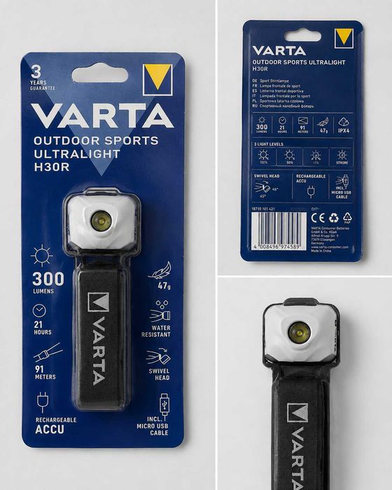NOWA VARTA H30R 300 lm – lekka latarka czołowa akumulatorowa USB