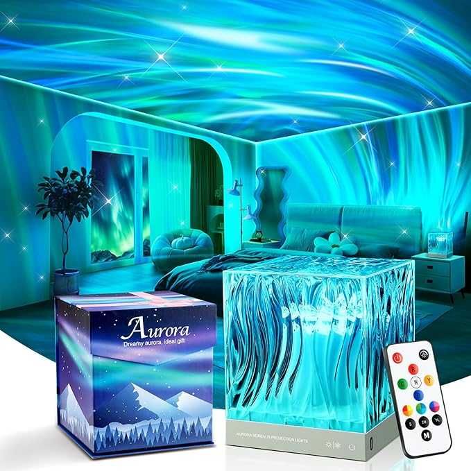 Нічник проектор Aurora WH-E22 LED лампа з пультом куб