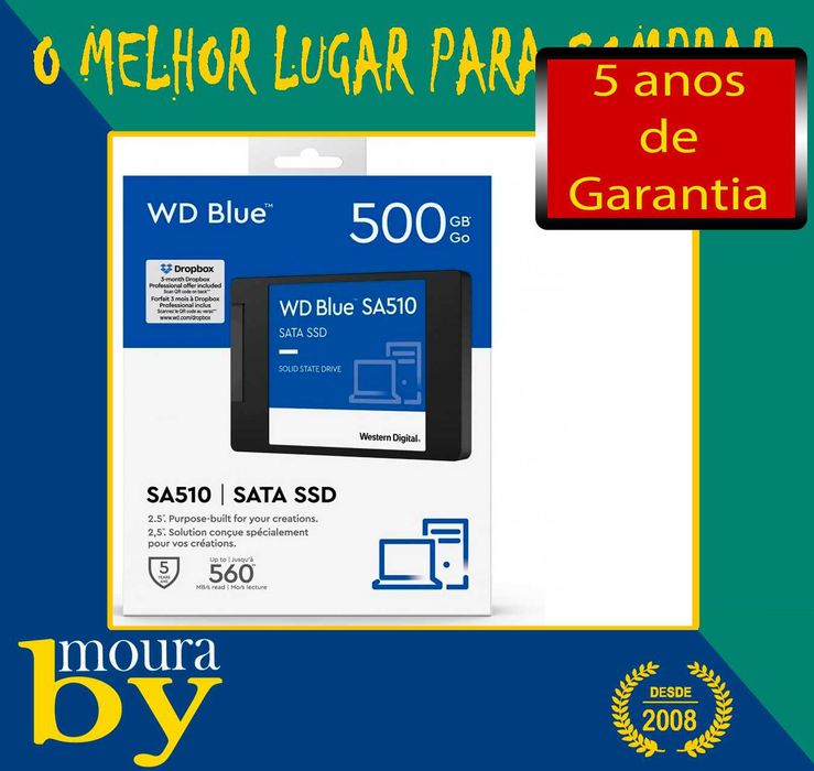 Disco Rígido WD Blue SA510 500GB SSD SATA 3 novos selados