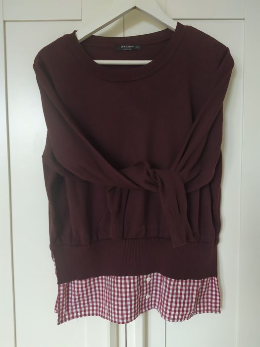 Sweter bordowy z imitacją koszuli r. 2XL LCW