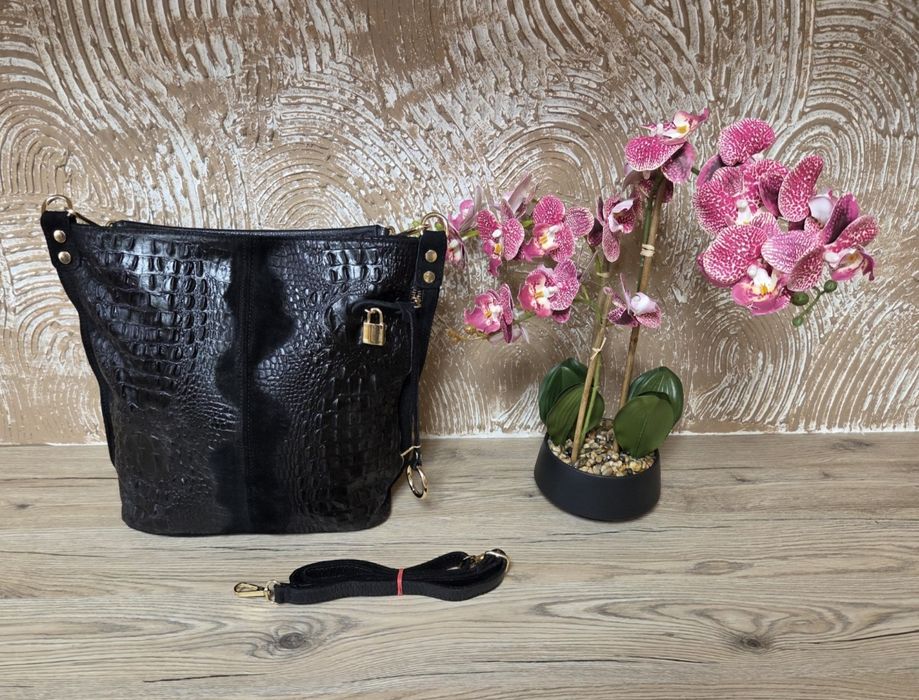 Torebka Damska Smoczyca Czarny z kłódką