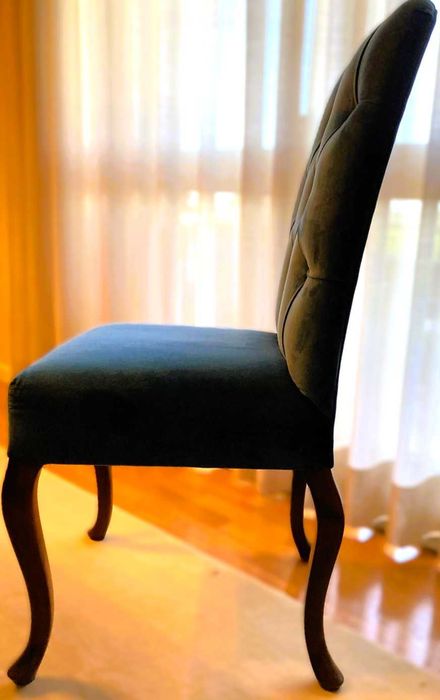 Cadeiras de Sala de Jantar, Madeira Maciça e Veludo