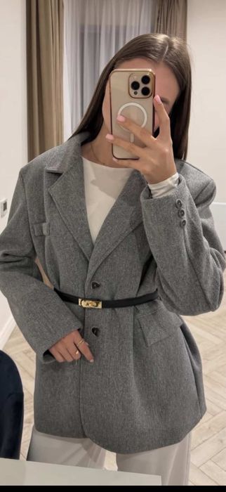 Теплий кашеміровий жакет сірого кольору