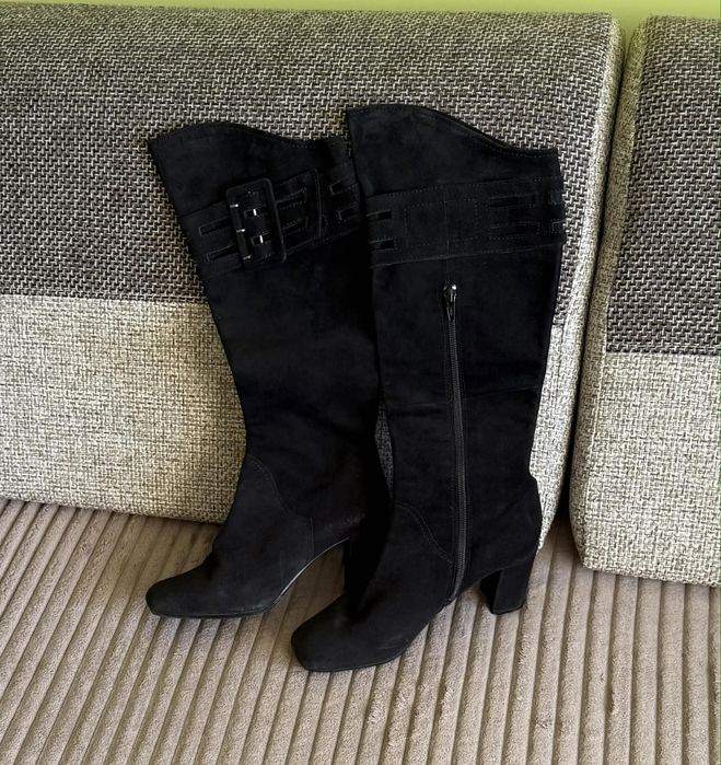 Czarne wysokie skórzane Kozaki bruno premi 37