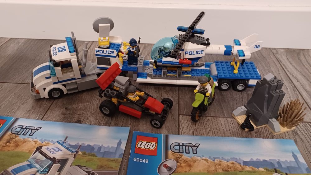 Lego zestaw policyjny 60049 laweta oraz helikopter