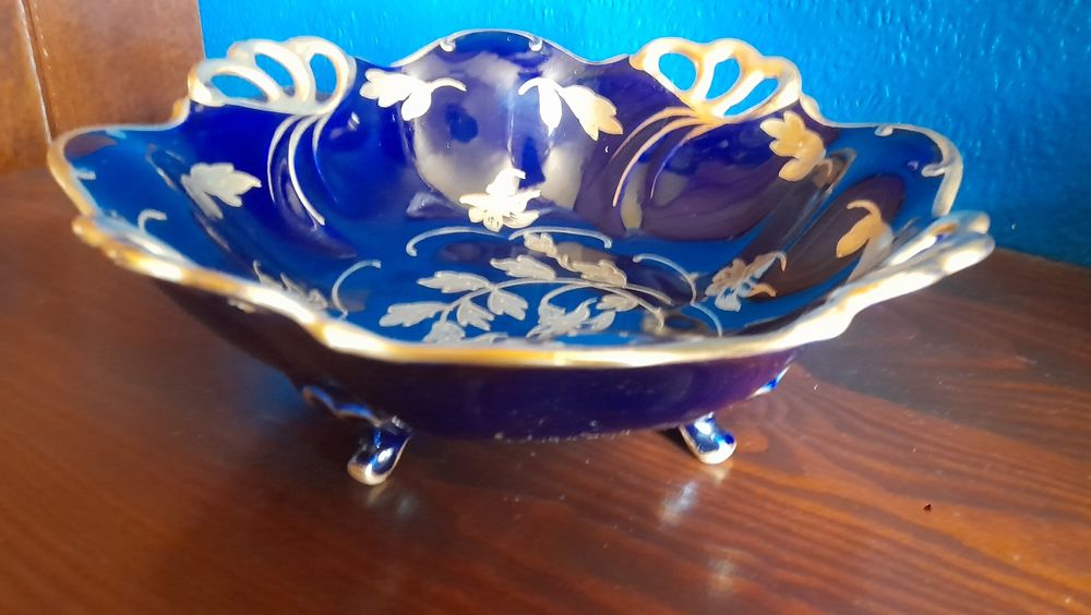 Patera kobaltowa, złocona Ilmenau Germany  lata 60