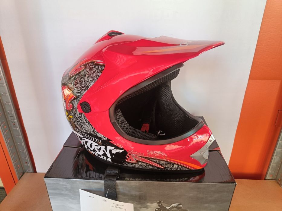 Kask Crossowy Dziecięcy Czerwony