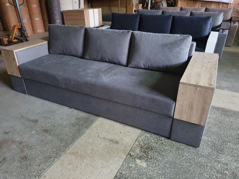 Дивани єврокнижка відкривні боковини,  дерев'яні ламелі,  вибір тканин