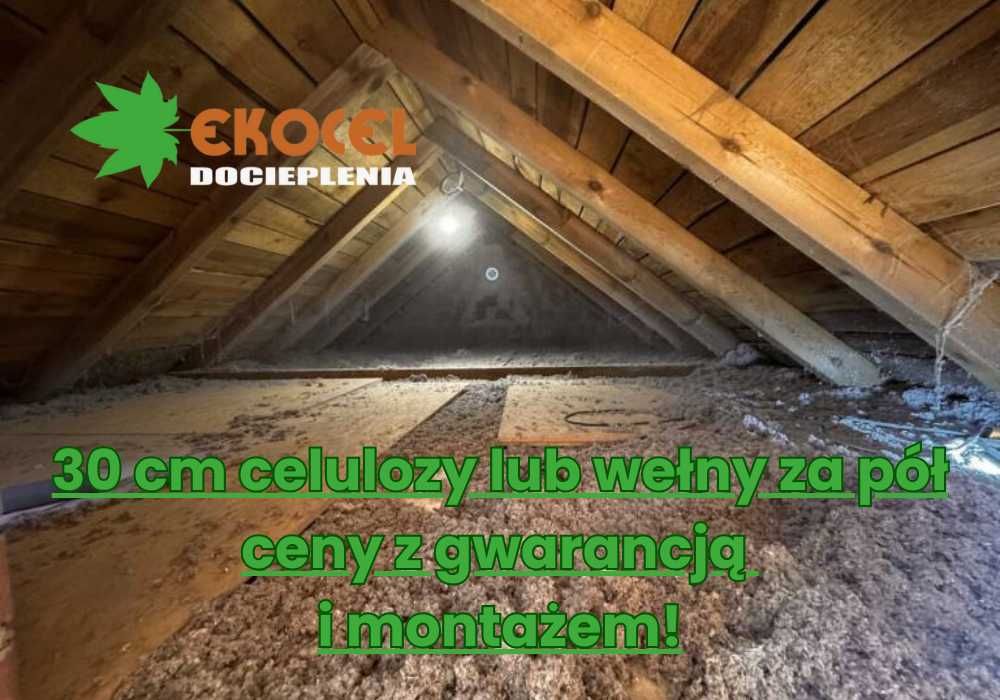 Ocieplenie domu izolacje celuloza wdmuchiwanie docieplanie poddasza