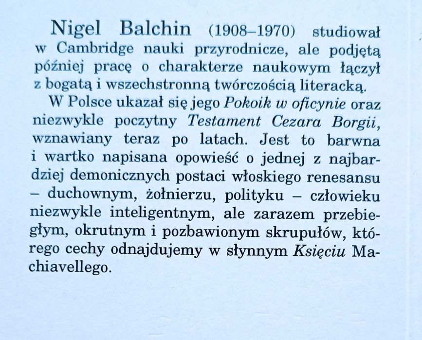 Testament Cezara Borgii - Nigel balchin