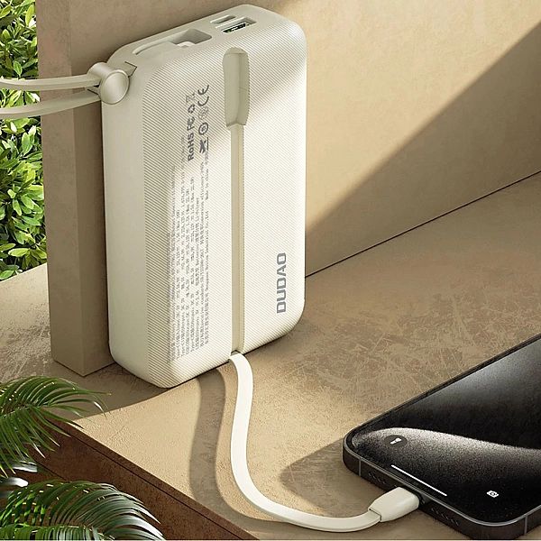 Powerbank Dudao K14+ 20000mAh 22.5W USB-C / USB-A / wbudowane kable Li