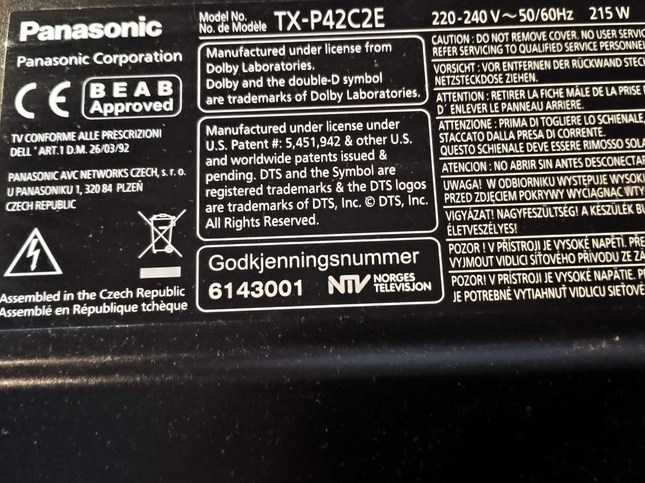 Telewizor plazmowy 45'' Panasonic  stan idealny