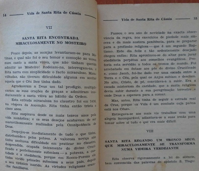 Vida de Santa Rita de Cássia (e Devocionário) - 1ª Edição 1971