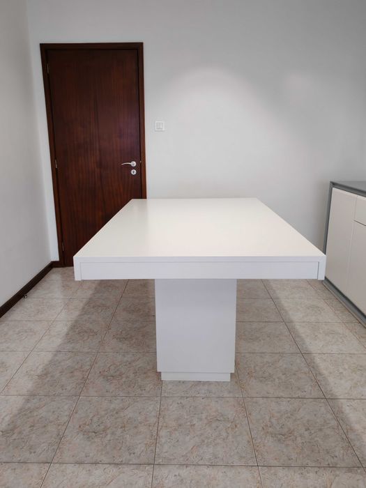 Mesa de Jantar Extensível 160–260cm | MDF Branco
