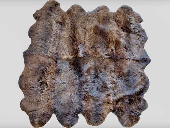 Dywan Narzuta Naturalna Skóra Owcza Brązowa Zszyta z 8 Skór