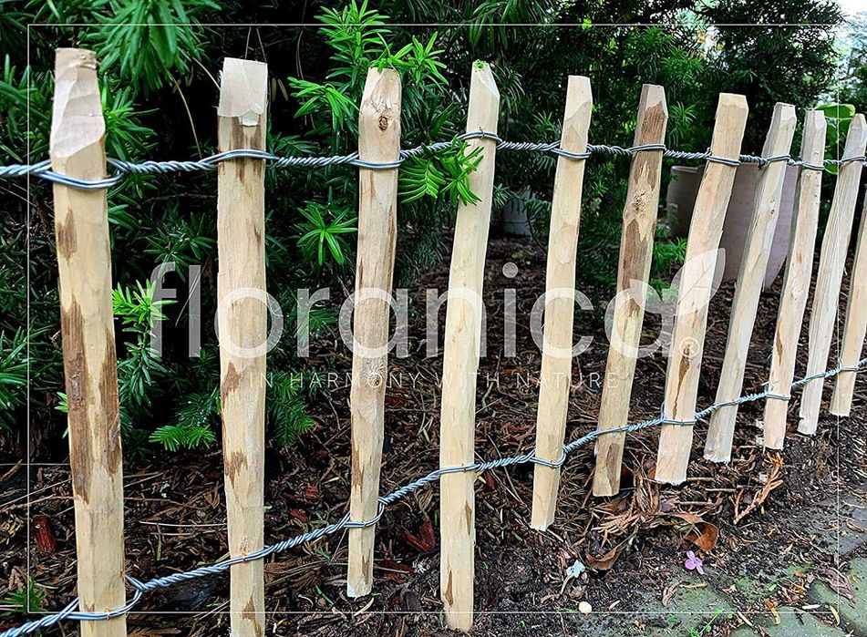 Płot ogrodowy, leszczynowy dł. 500cm z nóżką. Naturalne drewno. NOWY!