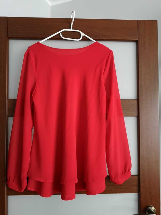 Czerwona, elegancka bluzka damska, rozmiar M