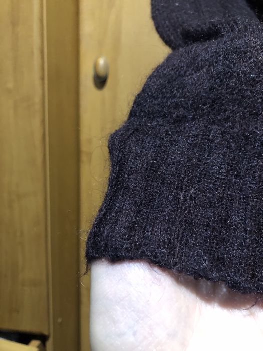 Brązowy welniany sweter golf pasiasty dlugi rękaw 100% welna, roz M-XL