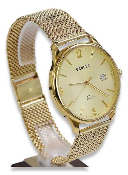 Złoty zegarek męski 14k 585 Geneve Poznań mw017y&mwb014y