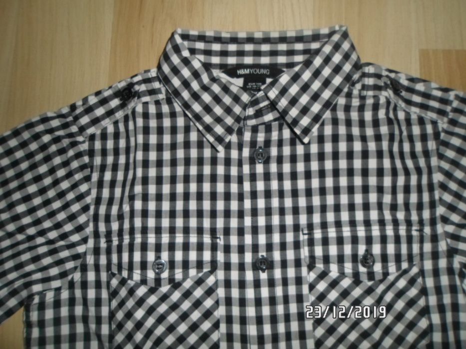 koszula biało-czarna w kratkę H&M Young 10-11lat 146cm