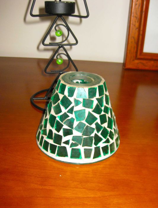 Candeeiro de Vela com Abajur em Vidro