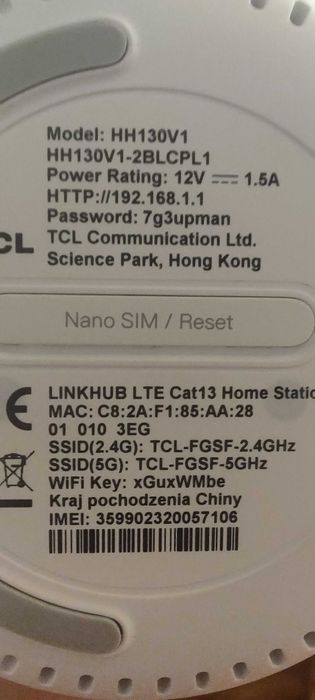 Biurowy Domowy Router na karte TCL LINKHUB HH130V1