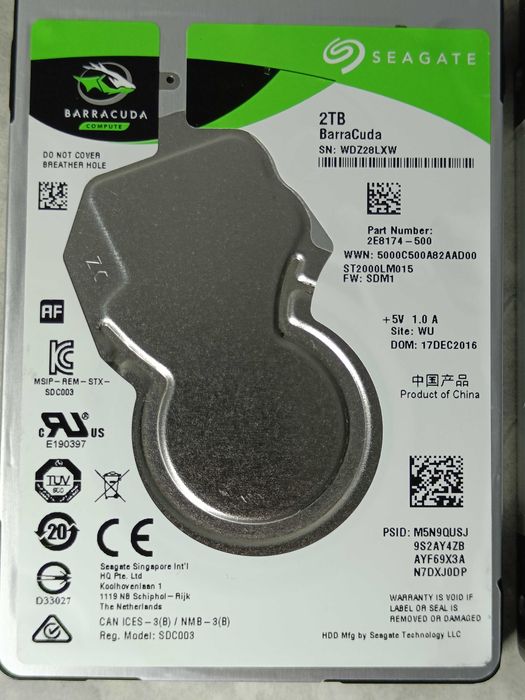Hard Disk HDD диск 2.5 Seagate 2TB BarraCuda до ПК, НОУТА або PS