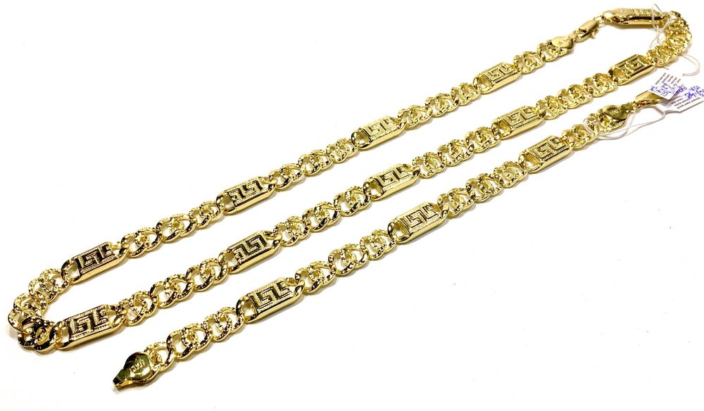 Złoty męski łańcuszek i bransoleta VERSACE•pozłacany 18K