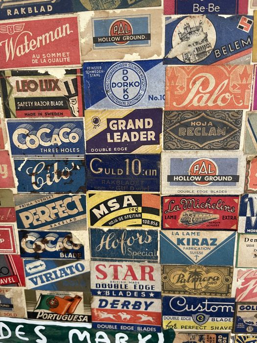 Coleção de embalagens lâminas de barbear old time