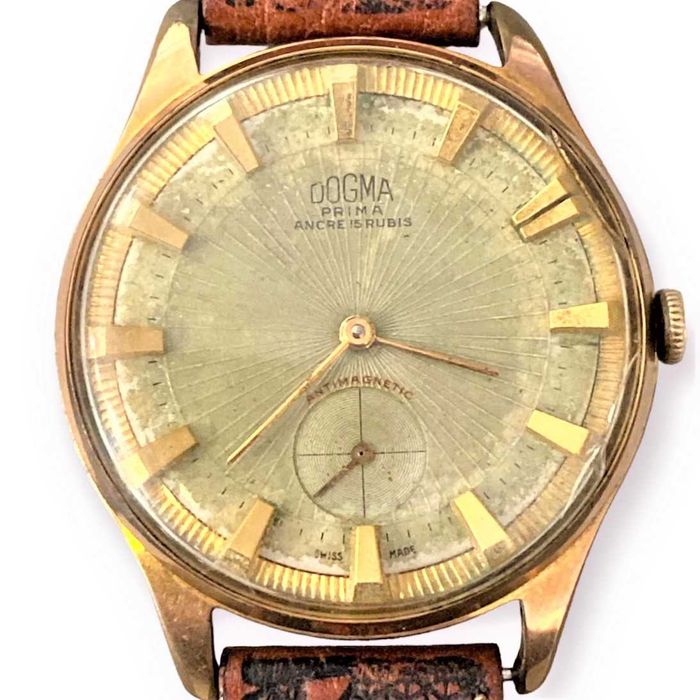 Montre Vintage Optima Big Eyes Chronographe - 17 Rubis - Plaqué Or - Années 1940 - À Réviser